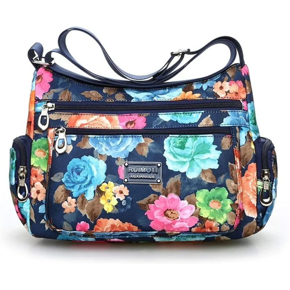 Women Nylon Crossbody Bag Multi Pocket Zipper Shoulder Purse Casual Travel